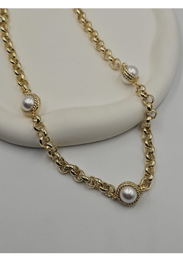 14k Mikron İncili Vintage Kolye Altın