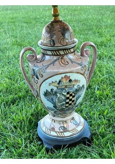 Kuş Motifli Porselen Abajur 70 CM