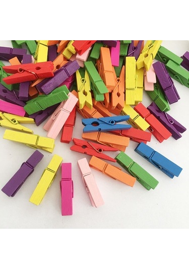 50 Adet/grup Mini Ahşap Klipler Aşk Bahar Renkli Ahşap Klipler Dty Clothespin Craft Dekor Aperatif Klip Po Klipler Mandal