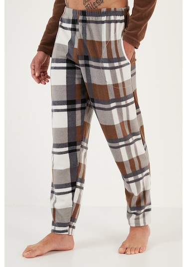 Buratti Regular Fit Bisiklet Yaka Kışlık Yumuşak Dokulu Polar Erkek Pijama Takımı 6096100 Camel