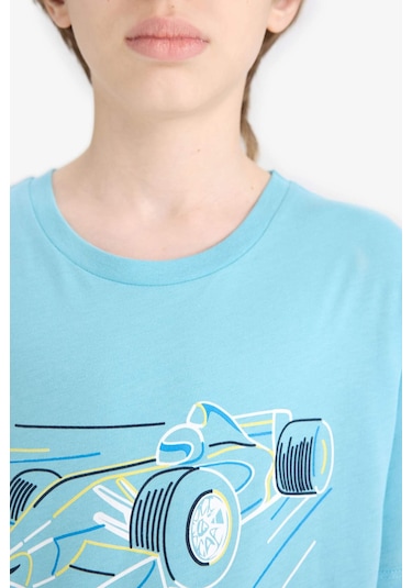 DeFacto Erkek Çocuk Bisiklet Yaka Baskılı Kısa Kollu Tişört F0168A825SMTR248