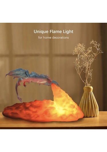 Fochsia Shenzhi Tech 3d Baskılı Led Ejderha Gece Lambası - Usb Şarjlı Anime Lamba