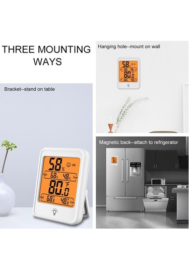 Jms Büyük Lcd'li Dijital Higrometre Termometre İç Mekan Sıcaklık Ve Nem Ölçer Monitör Ölçer  Beyaz