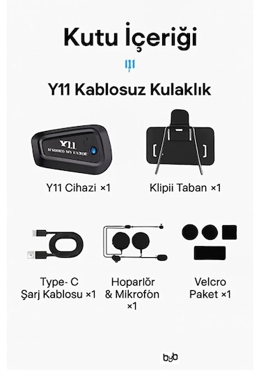 Y11 Bluetooth Kulaklık Mikrofonlu Motosiklet Kulaklığı İntercom Bt 5.3