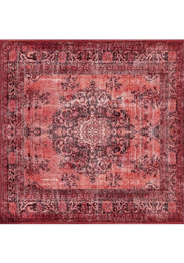 Blues Vintage Desenli Dokuma Taban Dekoratif Kırmızı Halı (Al 131