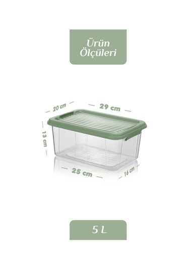 2'li 5 Lt Un Bakliyat Erzak Saklama Kabı Seti - Banyo Düzenleyici Deterjanlık Saklama Kutusu 2x5l Yeşil