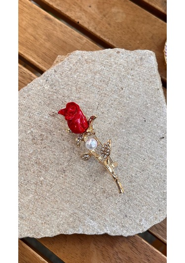 Kırmızı Lale Broş Çok Renkli