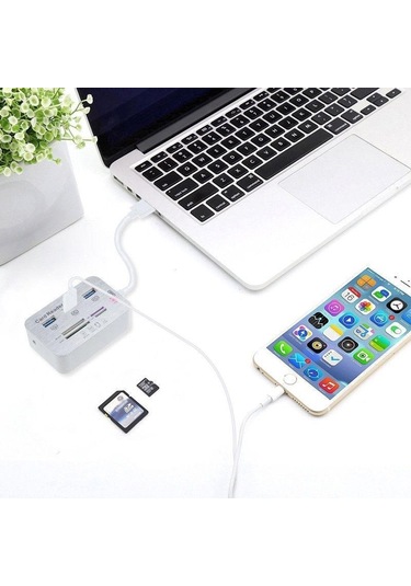 Çok İşlevli Ms/sd/m2/tf Hafıza Kartı Okuyucu Kombo Yüksek Hızlı 3 Bağlantı Noktalı Usb 3.0 Hub Boyut: Usb 3.0