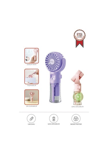 Torima F-13 Mor Şarjlı Mini Masa Fan Vantilatör