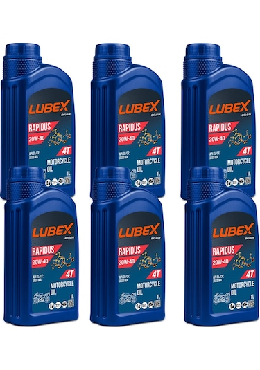 Lubex Rapidus 20W-40 1 L 4 Zamanlı Motosiklet Yağı (6 Adet)