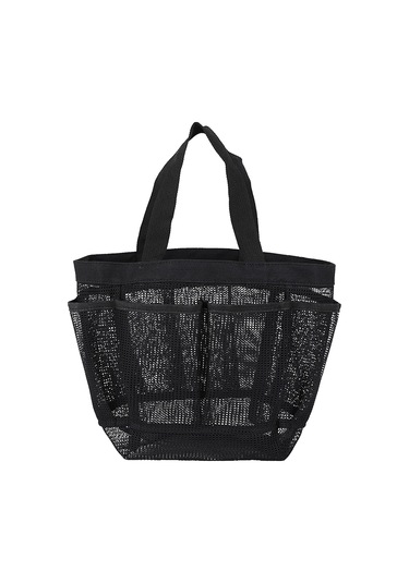 Konesam Siyah 7 Cepli Çekirdekli Mesh Duş Sepeti - Su Geçirmez, Taşınabilir & Dayanıklı Banyo Aksesuarı Siyah