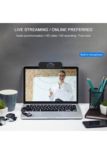 Skycity 1080p Full Hd Usb Webcam, Mikrofonlu Dijital Kamer, Otomatik Gürültü Azaltma, Dikey Yönlendirme, Video Konferans/online Ders İçin Masaüstü Ve Dizüstü Bilgisayarlara Uyumlu