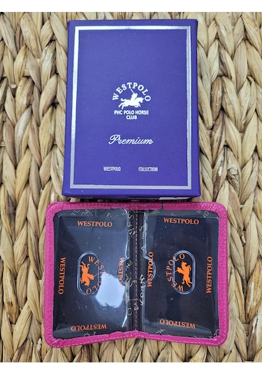 Westpolo İsme Özel 1026 Hakiki Deri Unısex Kartlık Fuşya