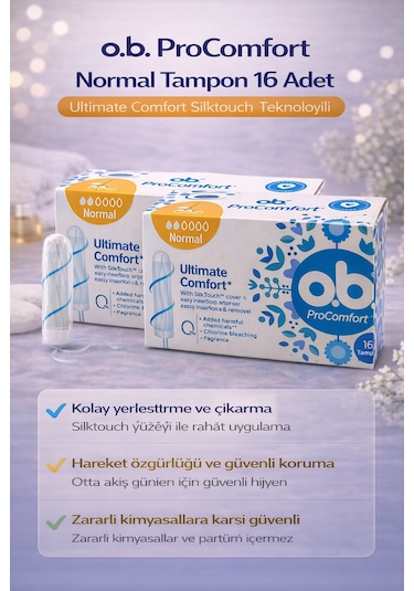 O.b. Procomfort Normal Tampon 16lı 2 Paket Ultimate Comfort Silktouch Teknolojili