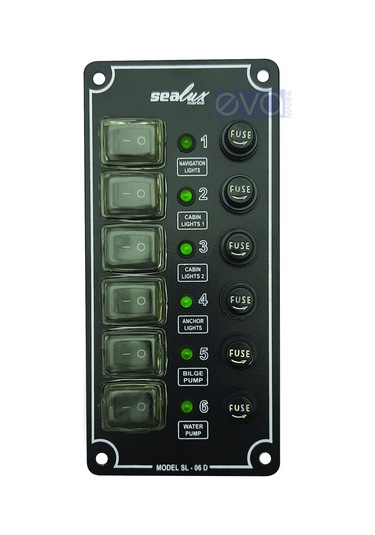 Sealux 6'Lı Dikey. Izoleli. Switch Panel. Sigortalı