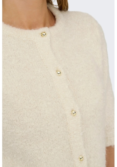 Only Kadın Onlcılle Kısa Kollu Yünlü Örme Hırka 15350782 Krem Krem