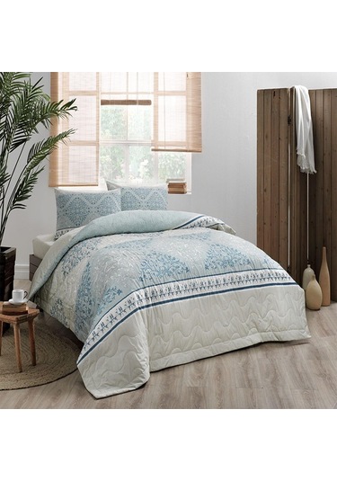 Taç Kapitoneli Nevresim Takımı Talia Mint Tek Kişilik