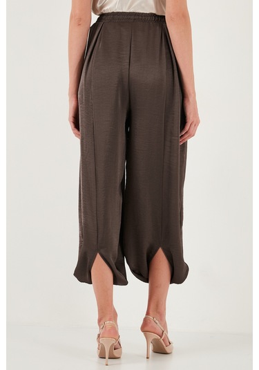 Lela Oversize Bağlamalı Balon Paça Saten Şalvar Bayan Pantolon 68351199 Kahve