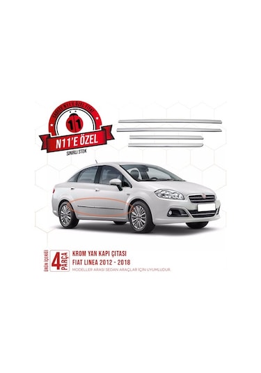 intakrom Fiat Linea Krom Yan Kapı Çıtası 4 Parça 2012 ve Üzeri