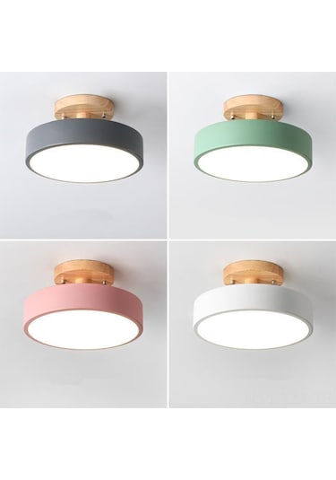 Yaozixa Yeşil Giriş Holü Lambası - 18cm Çap, Beyaz Işık, Kuzey Avrupa Tarzı Ahşap, Balkon/odalar İçin Dayanıklı Dekoratif Aydınlatma Diğer