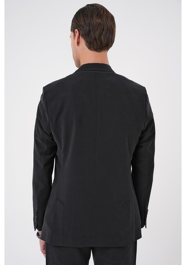 Slim Fit Torba Cep Spandex Karışımlı Casual Siyah Ceket C 714 Siyah