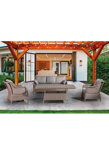 Ronda Sütlü Kahve 3+1+1+masa+2puf Rattan Bahçe Balkon Mobilyası Kahverengi - Kahverengi