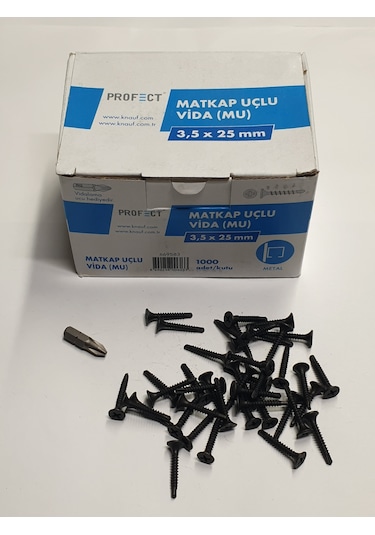 Knauf Profect Matkap Uçlu Alçıpan Vidası 3,5x25 Mm 3,5 x 25
