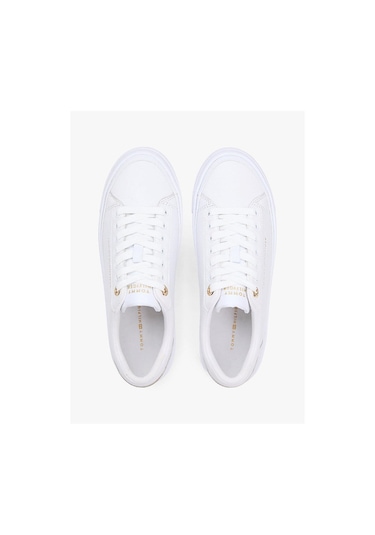 Tommy Hilfiger Kadın Th Foxing Platform Detaylı Deri Sneaker-13288 Beyaz