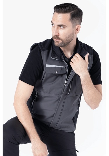 Softshell Yelek Gri - Siyah