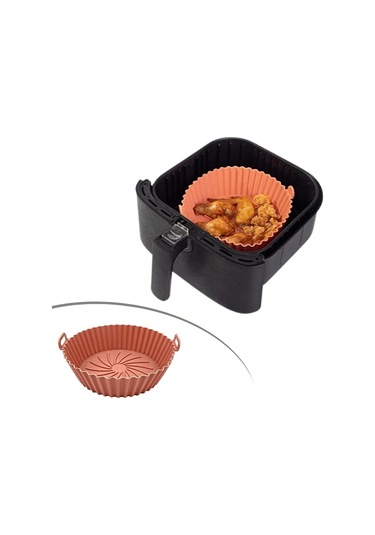Buffer Renkli Isıya Dayanıklı Yıkanılabilir Silikon Fırın Ve Airfryer Yuvarlak Model Pişirme Matı 2 Çok Renkli