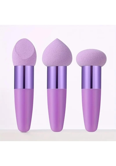 3 Adet Makyaj Süngeri Güzellik Fondöteni Karıştırma Süngeri Makyaj Süngeri Kama Fondöten Süngerleri Saplı Kozmetik Karıştırıcı Profesyonel Güzellik Süngeri Karıştırıcı