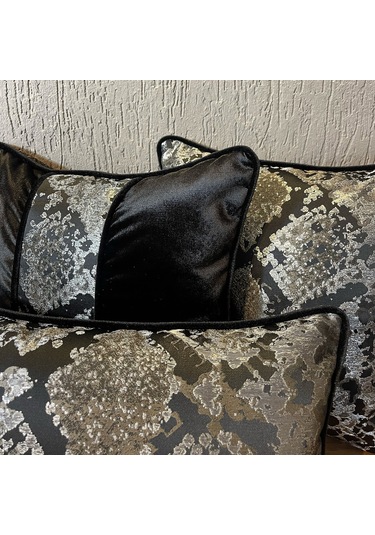 "silver" Kırlent Kılıfı Seti Siyah - Gümüş