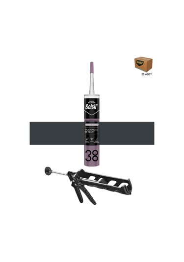 Selsil Silikonize Mastik 500 Gr Antrasit Gri 25 Adet , Plastik Tabanca Antrasit - Gri