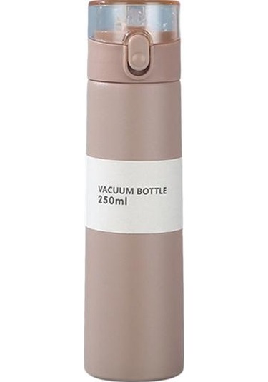 Kahverengi 150/250 Ml Yalıtımlı Bardak Sızdırmaz Tek Tuşla Açılan Silikon Meme Taşınabilir Uzun Ömürlü Yalıtım Paslanmaz Çelik Termal Kupa 250ml