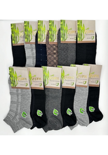Bambu Erkek Patik Dikişsiz Çorap 12'li Çok Renkli