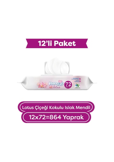 Paddlers Lotus Çiçeği Kokulu Islak Mendil 12x72 li Koli (864 Yaprak)