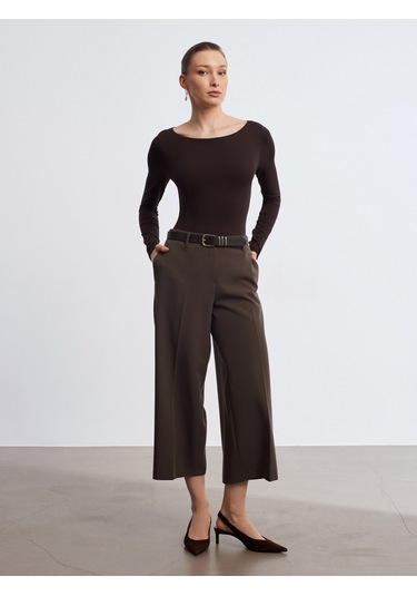 Dilvin 32549 Kayık Yaka Bodysuit-koyu Kahve Koyu Kahve