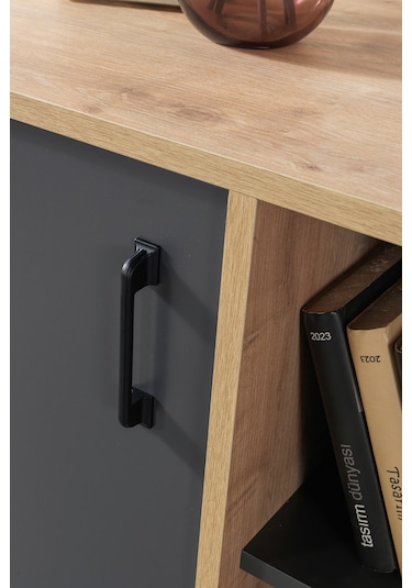 4109 Şile Metal Ayaklı,kulplu 100 Cm Konsol - Tv Ünitesi - Yemek Odası - Kahve Köşesi Antrasit Antrasit - Safir