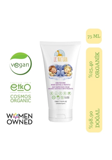 Le Natura Organik Vegan ve Prebiyotikli Bebek Pişik Kremi 75 ML