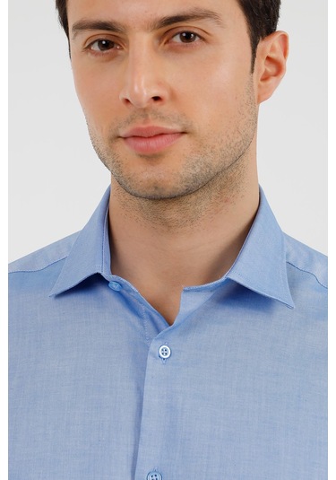Uki Mavi Comfort Fit Uzun Kol Oxford Klasik Gömlek Mavi