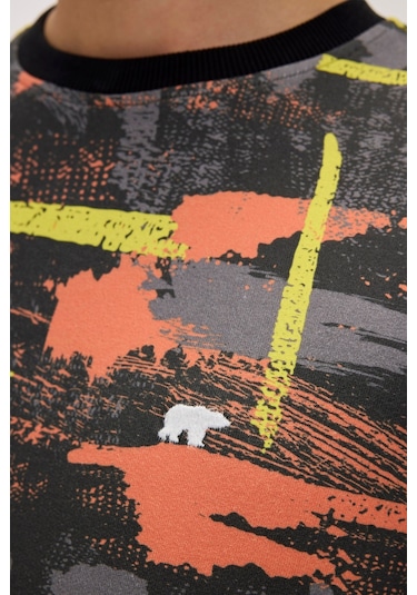 Bad Bear Flame Siyah Erkek Baskılı Sweatshirt-siyah Siyah