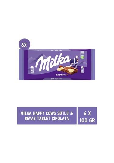 Milka Happy Cows Sütlü Beyaz Tablet Çikolata 6 x 100 G