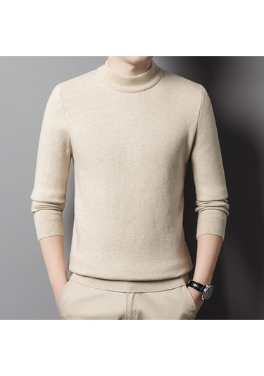 Erkek Sonbahar Yarım Yakalı Örme Kazak Örme Kazaklar Atletler Kışlık Giysiler Üstler Bluz Erkek Haki