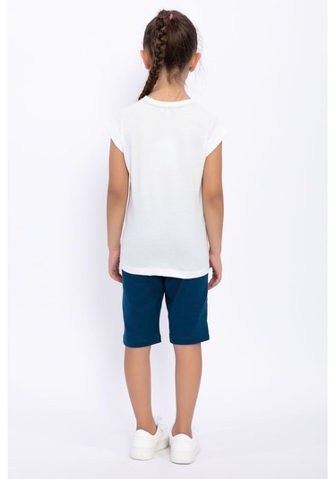 Us Polo Assn 1049 Pamuklu Kısa Kol Kız Çocuk Şort Pijama Takımı (537689018) Beyaz