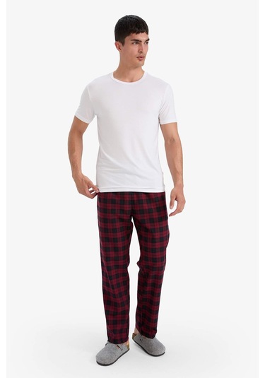 Defacto Regular Fit Cepli Uzun Kareli Pijama Altı F5217ax25wnnv147 Lacivert