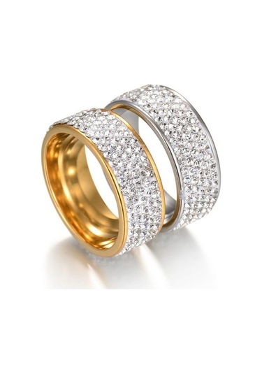 Moda Parıldayan Yüzük Paslanmaz Çelik Alyanslar Arı Gümüş