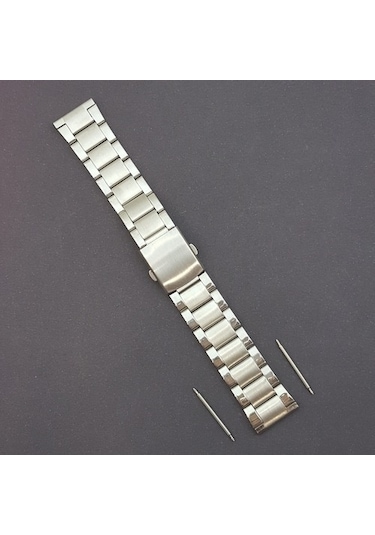 Çelik Metal Kol Saat Kordonu Yandan Basma Anahtarlı 24 Mm (B-02)