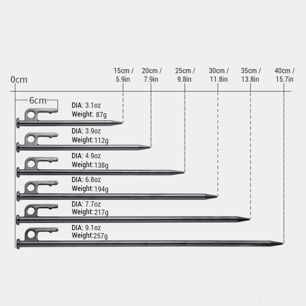 Dianziye Campıngmoon T Serisi 20cm Karbon Çelik Kamp Tenteği: Dayanıklı, Pas Korumalı, Zor Zeminlere Uygun, Tent/çadır Sabitleme Çok Renkli