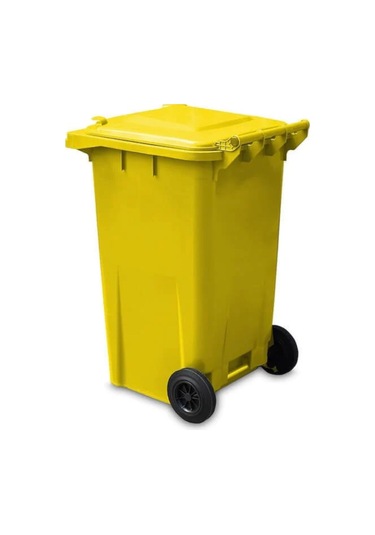 3 Adet Sari Plastik Çöp Konteyneri 240 Litre - Isıya Karşı Dayan Sarı