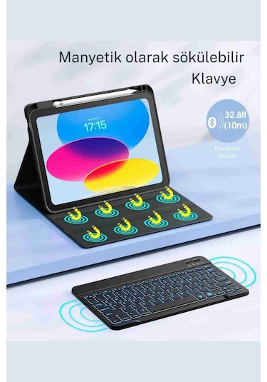 Galaxy Tab A9 Plus Uyumlu X210/x215/x216/x218 Klavyeli Tablet Kılıfı Klavye + Stand